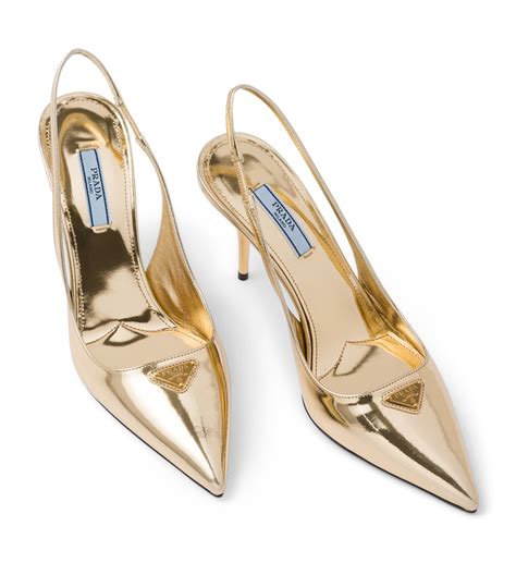 prada metallic leather slingback pumps|prada chunky heel pumps.